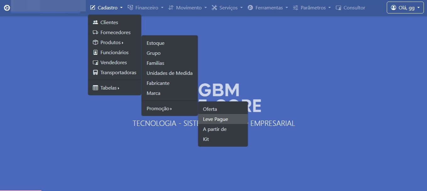 Tela de Controle de cadastro